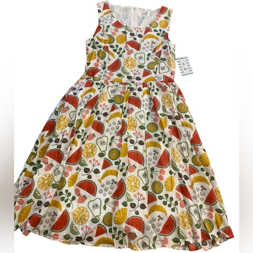 Women’s Fruit Print Sleeveless Cottagecore Vintage Inspired Lined New Dress M